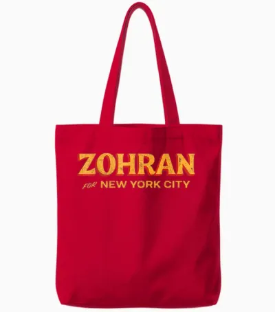 Zohran Mamdani Tote Bags - Red