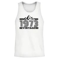 1973 Birthday Mountains Hiking Climbing Unisex Tank Top - White – 2
