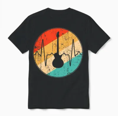 Rock Retro Heartbeat Unisex T-Shirt - Black