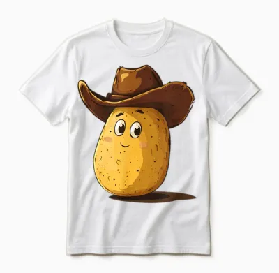 Lustiges Wild West Kartoffel Mit Cowboyhut Kostüm Unisex T-Shirt - White