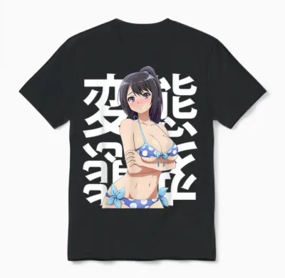 Anime Shy Kawaii Lewd Waifu Otaku Japonais Summer Soumis Unisex T-Shirt - Black