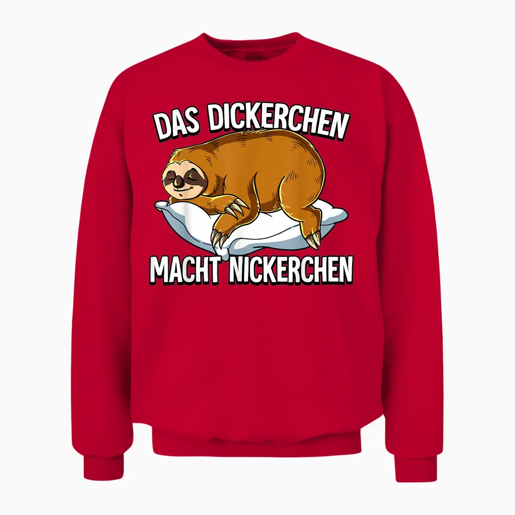 Sloth Das Dickerchen Macht Ein Naperchen T-Shirt, Black Unisex Sweatshirt in Red