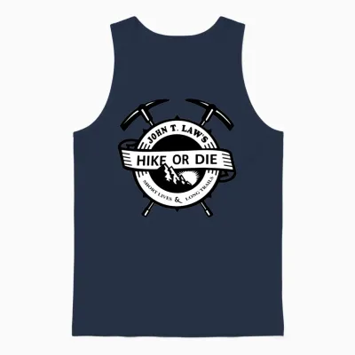 Hike or Die Mountain Crest Unisex Tank Top - Navy