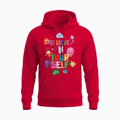 Disney and Pixar's Inside Out 2 Emotions Believe in Yourself T-Shirt, Black, S Unisex Hoodie - Red