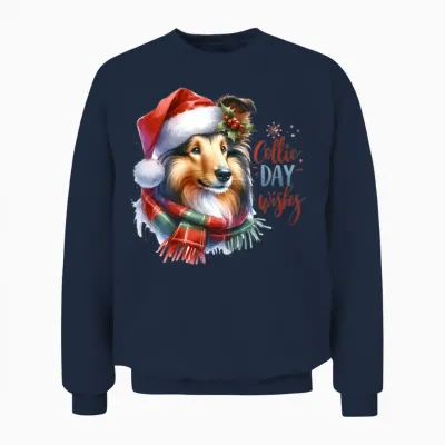Collie Day Wishes Unisex Sweatshirt - Navy