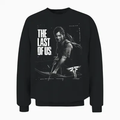 The Last of Us Ellie Readys Bow Black and White Portrait Unisex Sweatshirt - Black