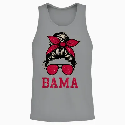 Bama Women Girl Mom Messy Bun Hair. Unisex Tank Top - Sport Grey