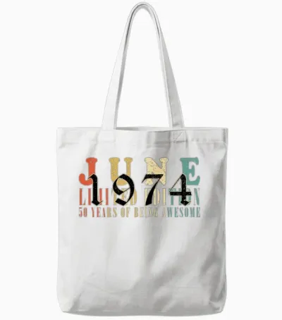50th Birthday 50 Years June 1974 Tote Bags - White