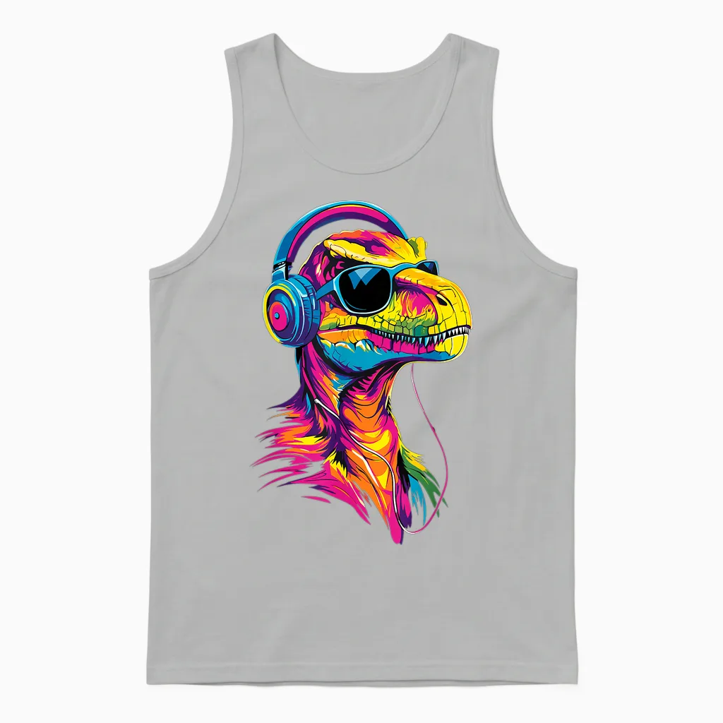 Raptor Velociraptor Dinosaur I Love Dinos Raptors Unisex Tank Top in Ash