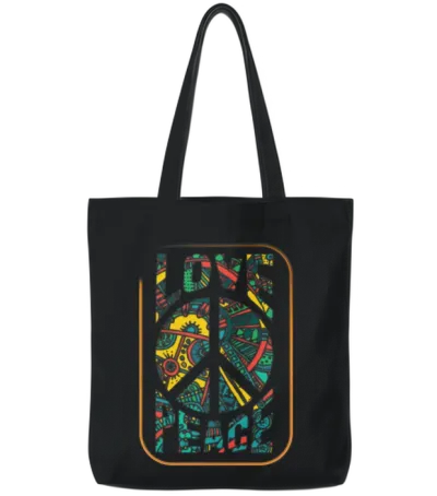Love and Peace Freedom Tote Bags - Black