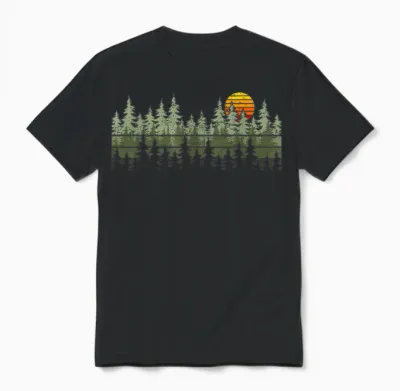 Trees Wildlife Nature Vintage Forest Unisex T-Shirt - Black