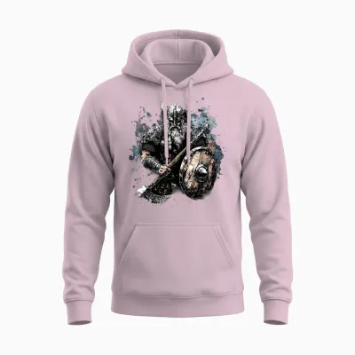 Viking Warrior Valhalla Norse Mythology Unisex Hoodie - Light Pink