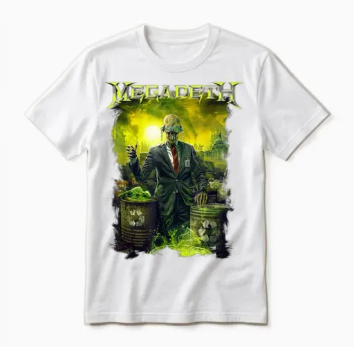 Megadeth - Toxic Vic T-Shirt, Black Unisex T-Shirt in White