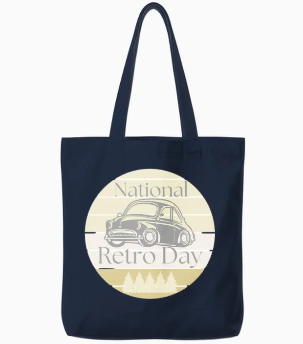 National Retro Day Tote Bags in Navy