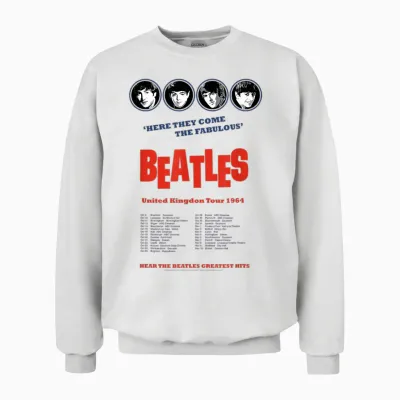 Offiziell the Beatles Uk Tour 1964 Retro Band Pop Rock Unisex Sweatshirt - White