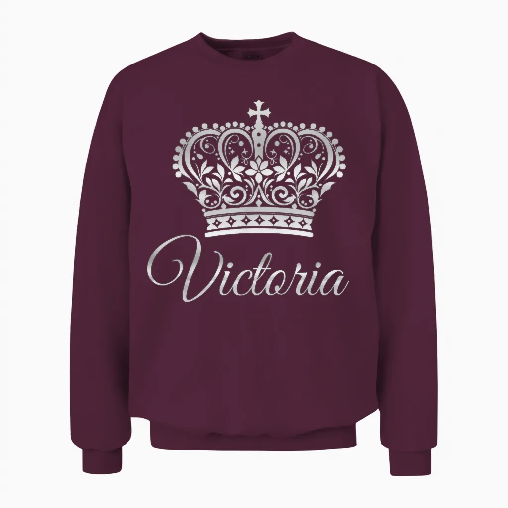 Queen Victoria Queenly Name Crown Princess Royal Unisex Sweatshirt in Maroon