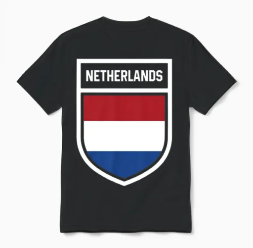 Netherlands - National Flag in the Coat of Arms Unisex T-Shirt in Black