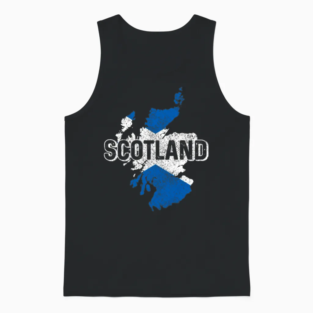 Scotland Scottish Flag Uk Vintage Unisex Tank Top in Black