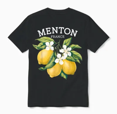 Menton France French Riviera T-Shirt, Black, S Unisex T-Shirt - Black
