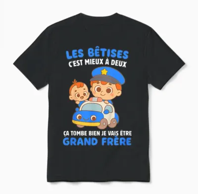 Enfant Je Vais être Grand Frère 2026 Garçon Futur Grand Frère Drole Unisex T-Shirt - Black