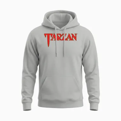 Classic Tarzan Logo in Red Text T-Shirt, Black, S Unisex Hoodie - Ash