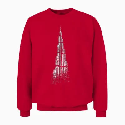 Dubai Burj Khalifa Vintage Skyline United Arab Emirates Dubai Unisex Sweatshirt - Red