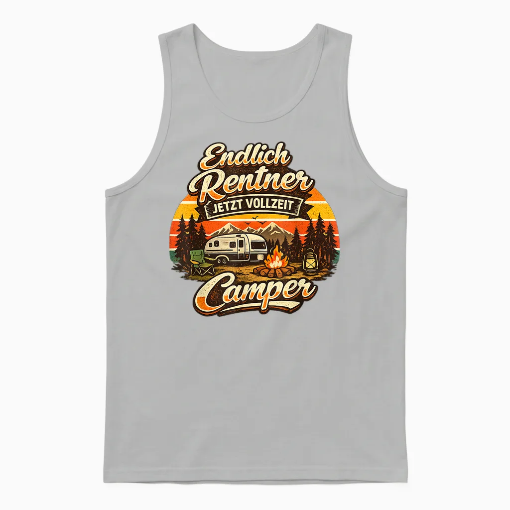 Endlich Rentner Jetzt Vollzeit Camper Camping Wohnwagen Unisex Tank Top in Ash