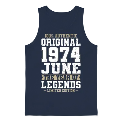 50th Birthday Vintage June 1974 Original 1974 Unisex Tank Top - Navy