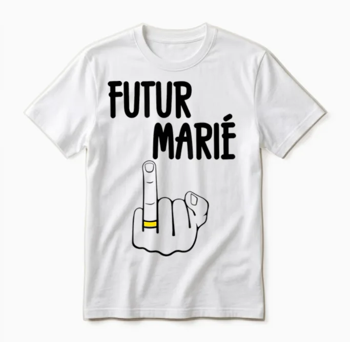 Futur Marié Enterrement Vie De Garçon Evg Humour T-Shirt, White, S Unisex T-Shirt in White