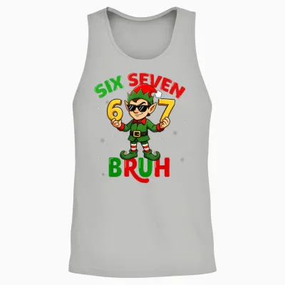 Bruh 67 Six Seven 6 7 Meme Elf Christmas Funny Boy Girl Unisex Tank Top - Ash