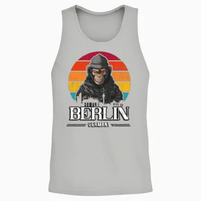 Berlin Retro Monkey Berliner Unisex Tank Top - Ash