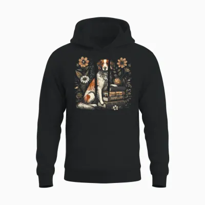 French Dog Breed - Breton Spaniel T-Shirt, Black, S Unisex Hoodie - Black