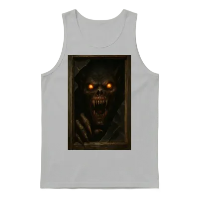 Demonic Skull with Glowing Eyes Unisex Tank Top - Ash