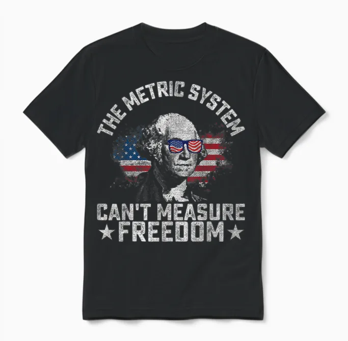 The Metric System Can't Measure Freedom Funny 4th of July Unisex T-Shirt in Black