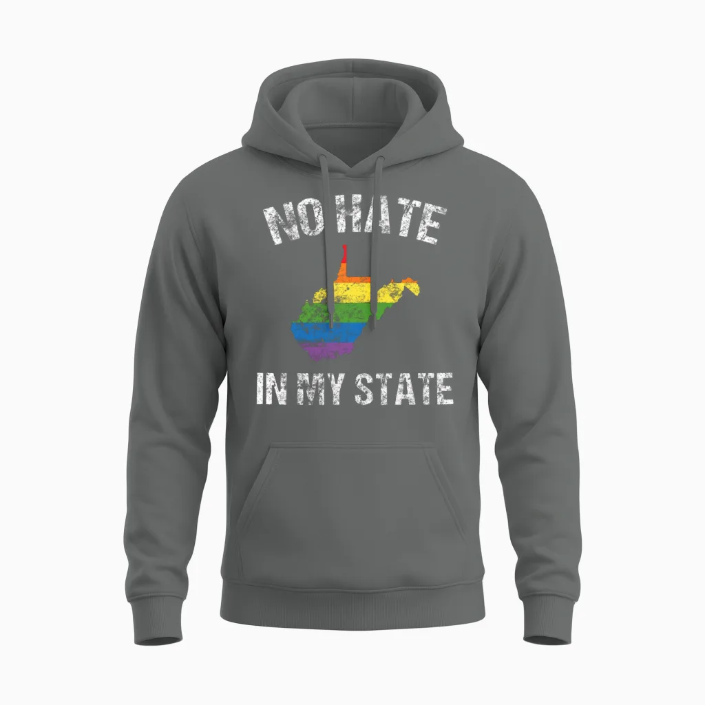 Lgbt Support Gift West Virginia Ally Gay Pride Unisex Hoodie in Graphite Heather