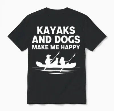 Kayaks Dogs Unisex T-Shirt - Black