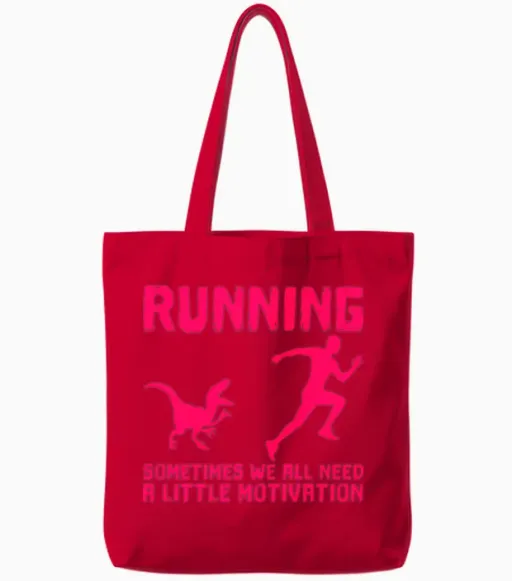 Funny Running Motivation Tote Bags in Red