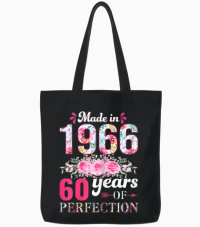 Made in 1966 Vintage 60th Anniversary 60th Birthday Gift Woman Tote Bags - Black