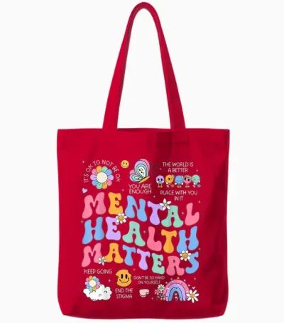 Mental Health Matters Human Brain Illness Awareness Tote Bags - Red