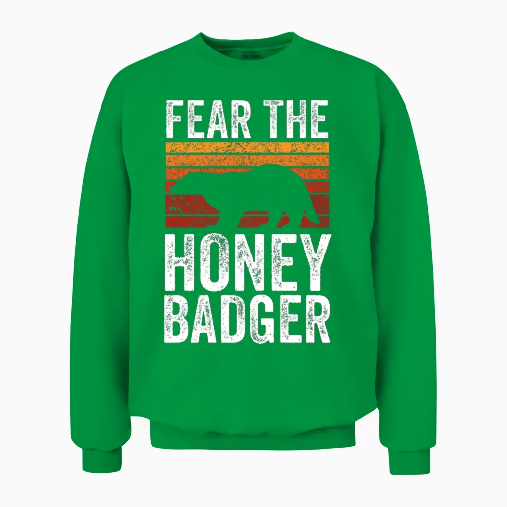 Retro Fear the Honey Badger Unisex Sweatshirt - Irish Green