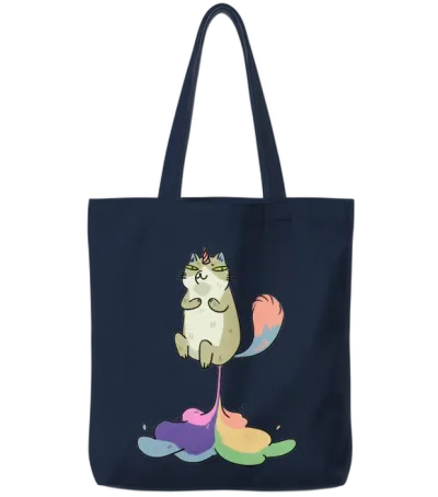 Funny Unicorn Cat Tote Bags - Navy