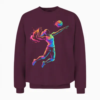 Joueur De Volleyball Femme Enfant Et Fille Unisex Sweatshirt - Maroon