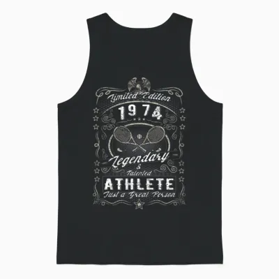 Vintage 1974 Tennis Birthday Gift Sport Hobby Unisex Tank Top - Black