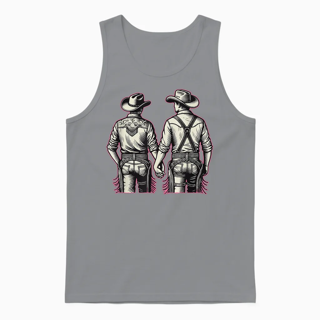 Gay Cowboy Western Lgbtqia Rodeo Hände Halten Unisex Tank Top in Sport Grey