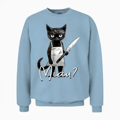 Miau Katze Mit Messer I Lustiges Katzenmotiv I Katze Miau Unisex Sweatshirt - Light Blue
