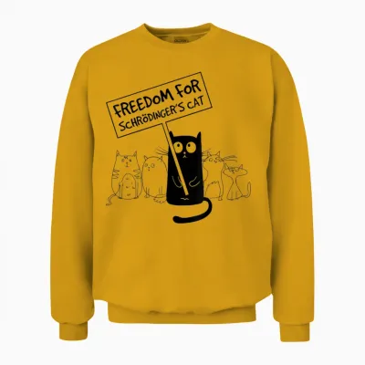 Freedom for Schrödinger's Cat a Funny Cat That Says Nerd Unisex Sweatshirt - Gold