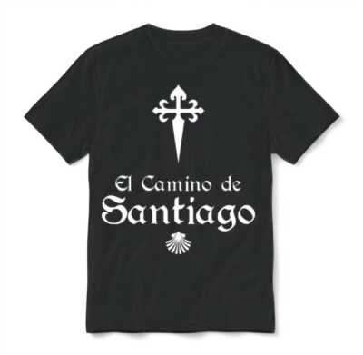 El Camino De Santiago Saint James Cross Scallo Unisex T-Shirt - Black