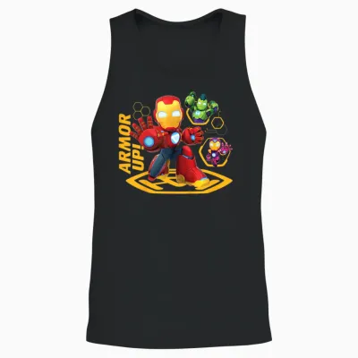 Marvel Iron Man and His Awesome Friends Tony & Team Armor Up Unisex Tank Top - Black