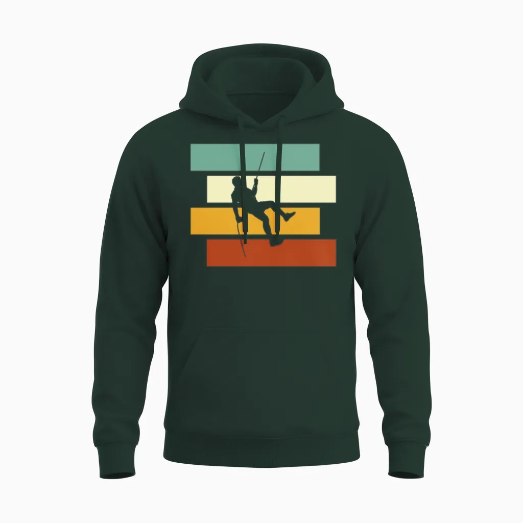 Climbing Retro Unisex Hoodie in Forest
