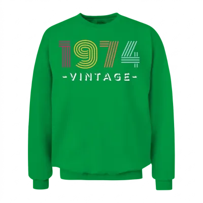Retro 1974 Striped Vintage Unisex Sweatshirt - Irish Green